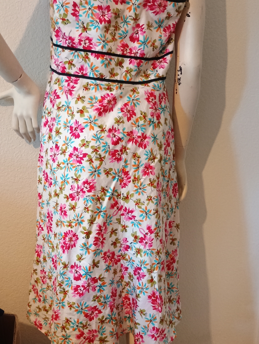 Floral Halter Midi Dress - Pink/White - Picture 7 of 9